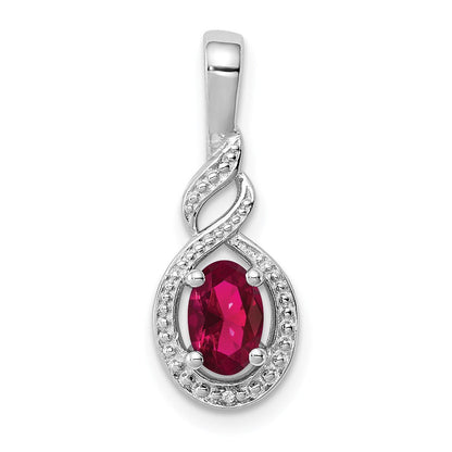 Sterlingsilber Rhodiniert Erzeugt Rubin & Diamant. Anhänger