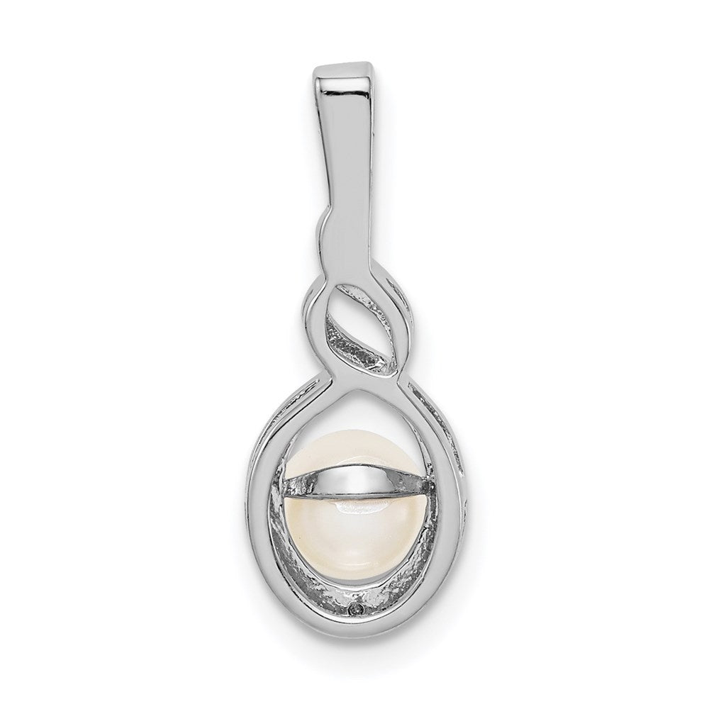 Sterlingsilber Rhodiniert Fw Zuchtperle & Diamant. Anhänger