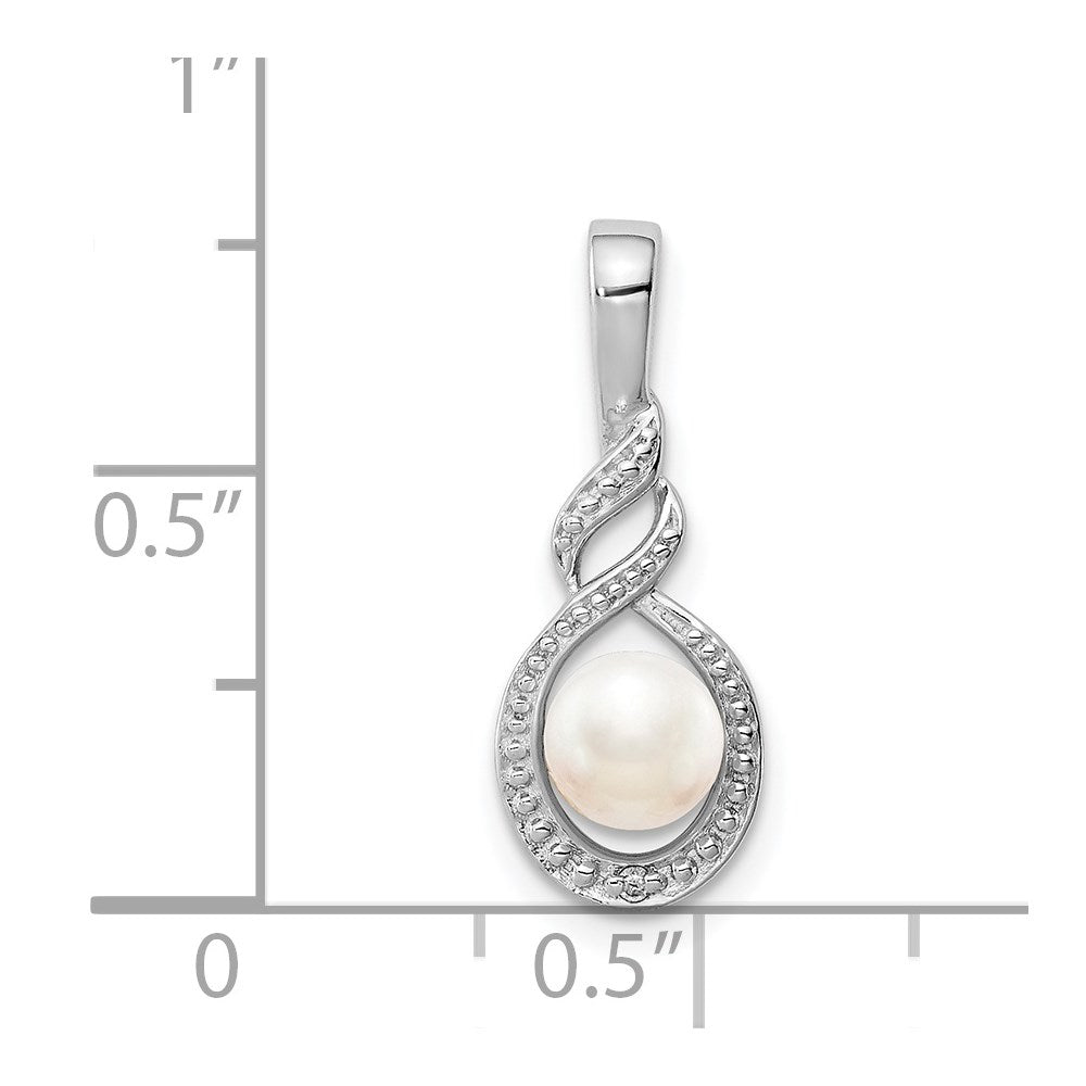 Sterlingsilber Rhodiniert Fw Zuchtperle & Diamant. Anhänger