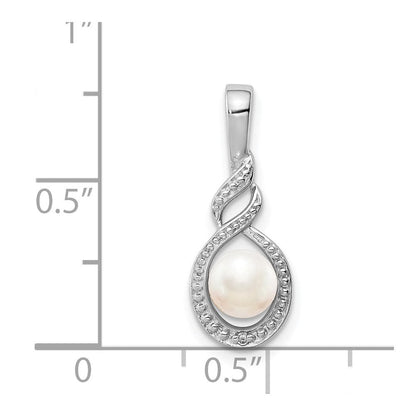 Sterlingsilber Rhodiniert Fw Zuchtperle & Diamant. Anhänger