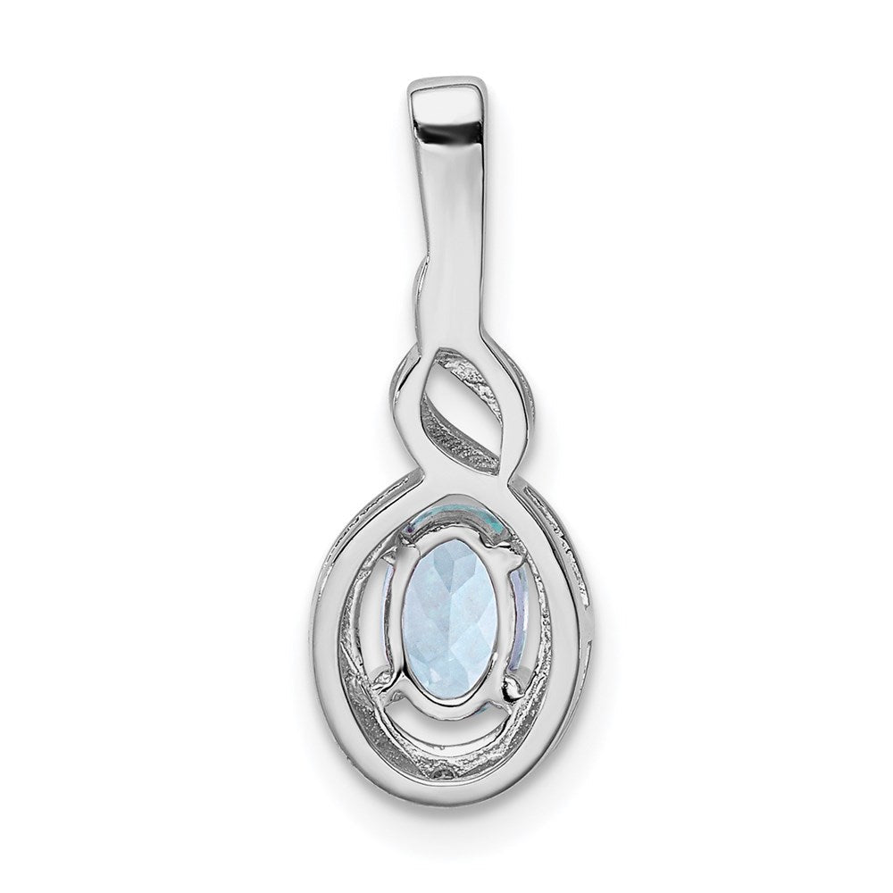 Sterlingsilber Rhodiniert Aquamarin & Diamant. Anhänger