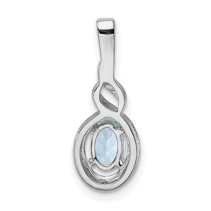 Sterlingsilber Rhodiniert Aquamarin & Diamant. Anhänger