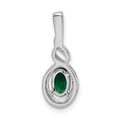 Sterlingsilber Rhodiniert Erzeugt Smaragd & Diamant. Anhänger