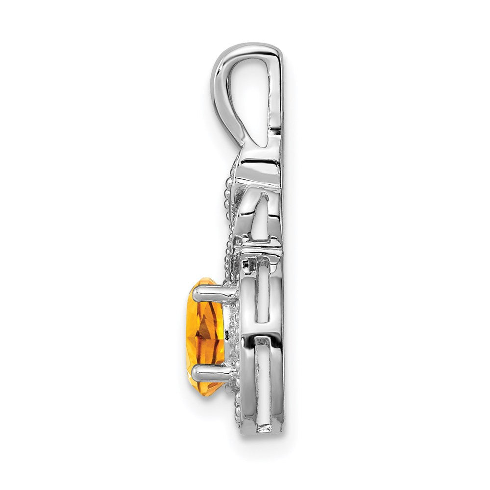 Sterlingsilber Rhodiniert Citrin & Diamant. Anhänger