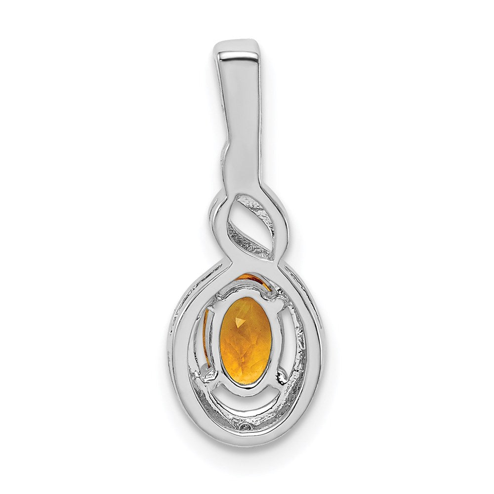 Sterlingsilber Rhodiniert Citrin & Diamant. Anhänger