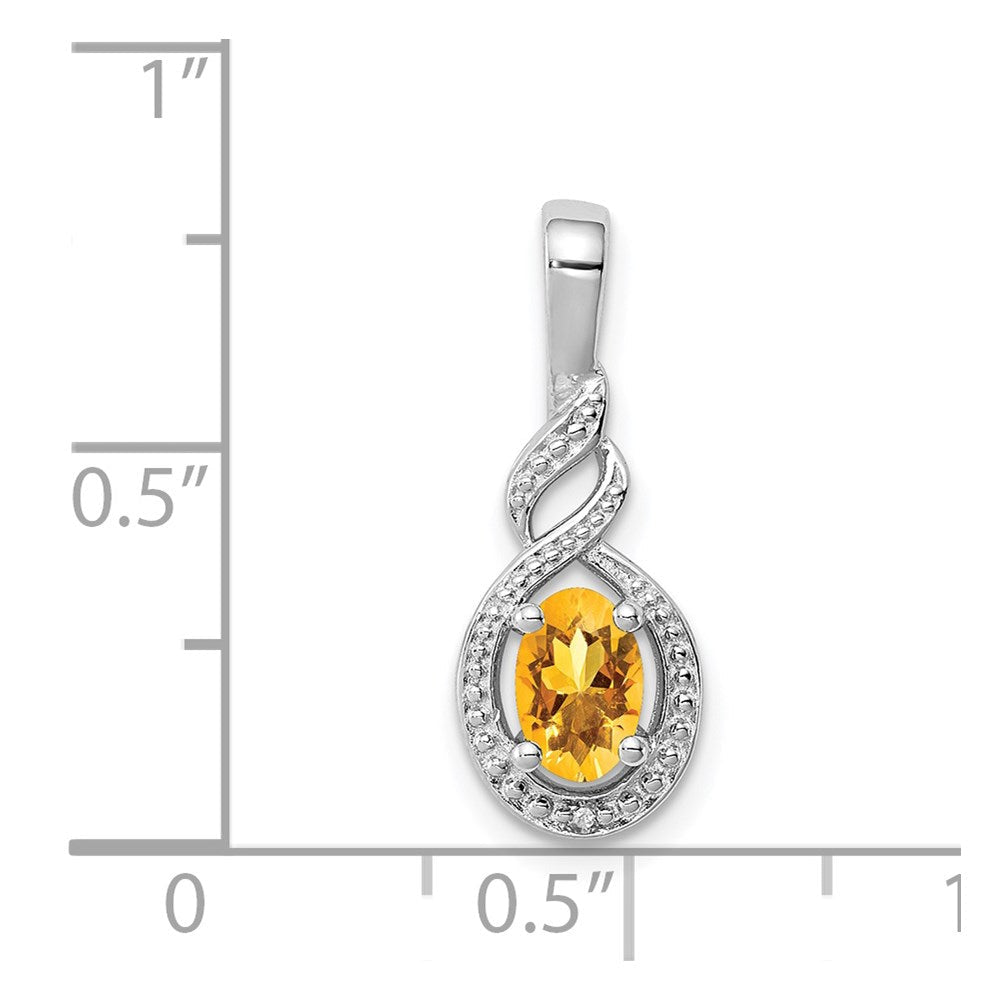 Sterlingsilber Rhodiniert Citrin & Diamant. Anhänger