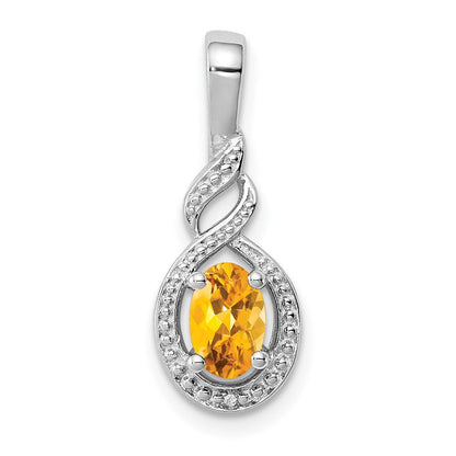 Sterlingsilber Rhodiniert Citrin & Diamant. Anhänger