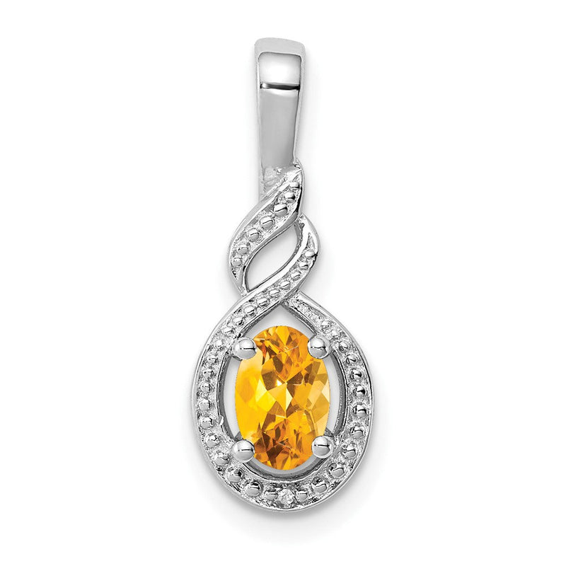 Sterlingsilber Rhodiniert Citrin & Diamant. Anhänger