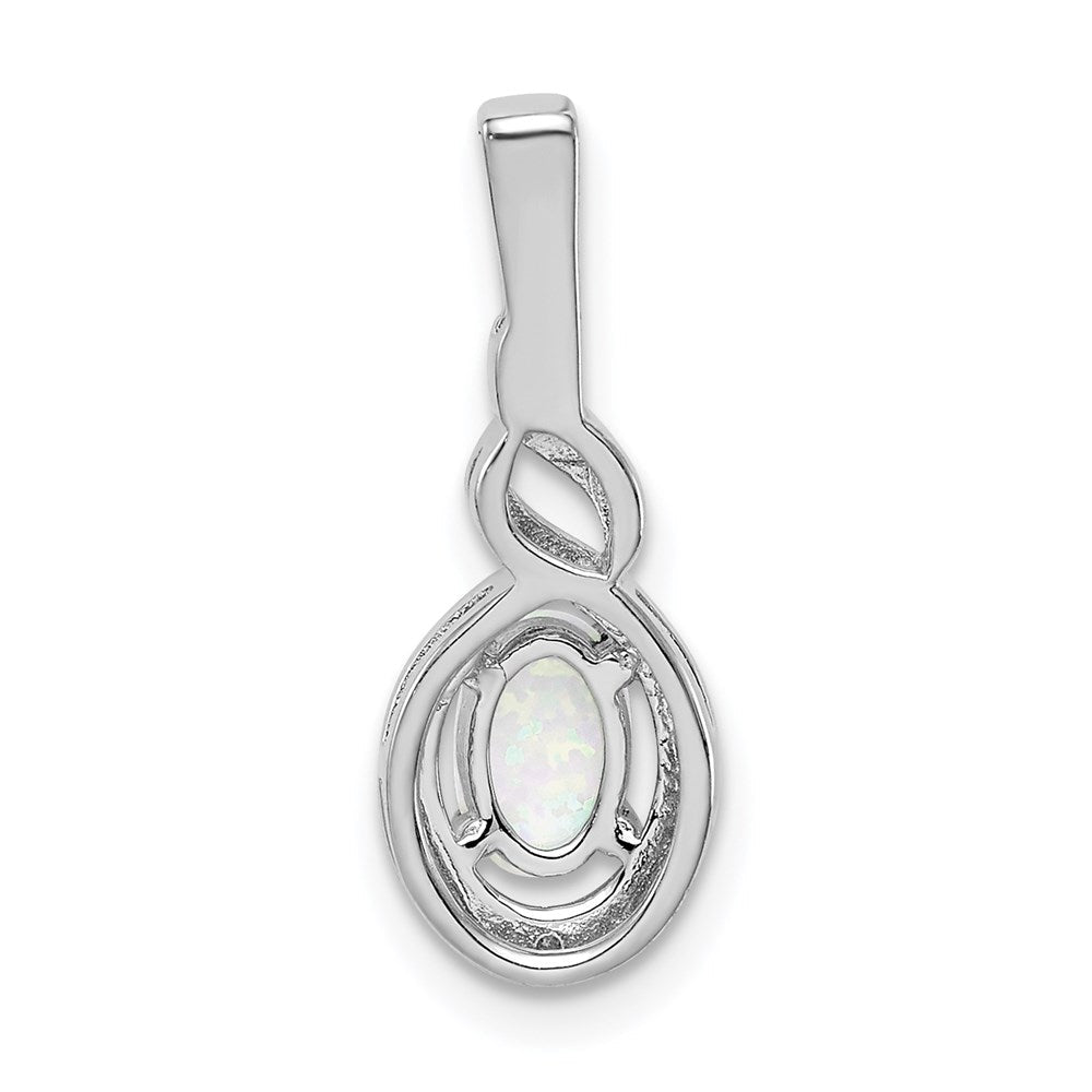 Sterlingsilber Rhodiniert Erzeugt Opal & Diamant. Anhänger