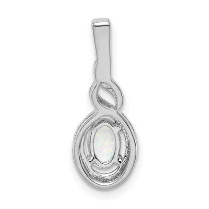 Sterlingsilber Rhodiniert Erzeugt Opal & Diamant. Anhänger