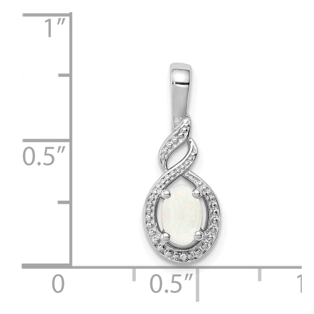 Sterlingsilber Rhodiniert Erzeugt Opal & Diamant. Anhänger