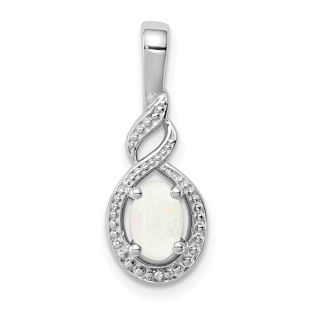 Sterlingsilber Rhodiniert Erzeugt Opal & Diamant. Anhänger