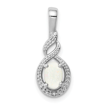 Sterlingsilber Rhodiniert Erzeugt Opal & Diamant. Anhänger