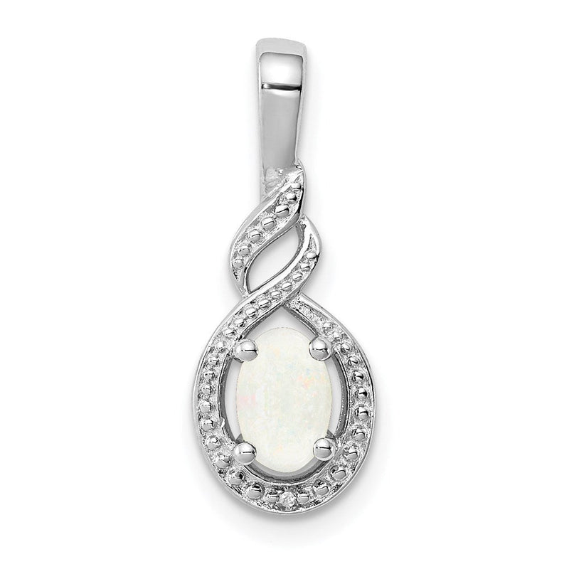 Sterlingsilber Rhodiniert Erzeugt Opal & Diamant. Anhänger