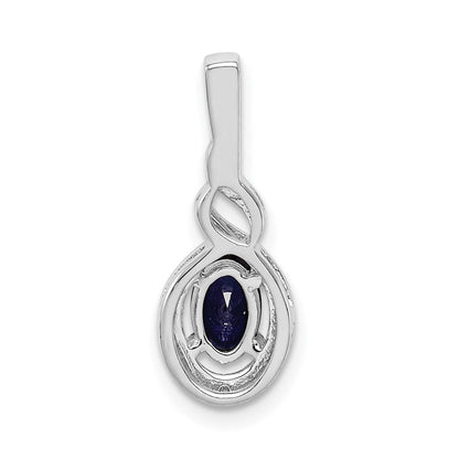 Sterlingsilber Rhodiniert Erzeugt Saphir & Diamant. Anhänger