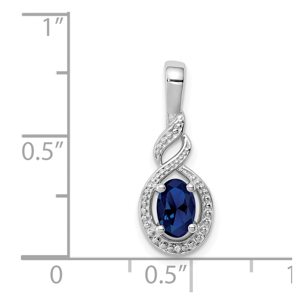 Sterlingsilber Rhodiniert Erzeugt Saphir & Diamant. Anhänger