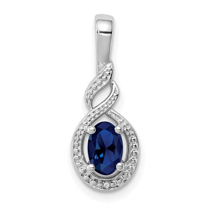 Sterlingsilber Rhodiniert Erzeugt Saphir & Diamant. Anhänger