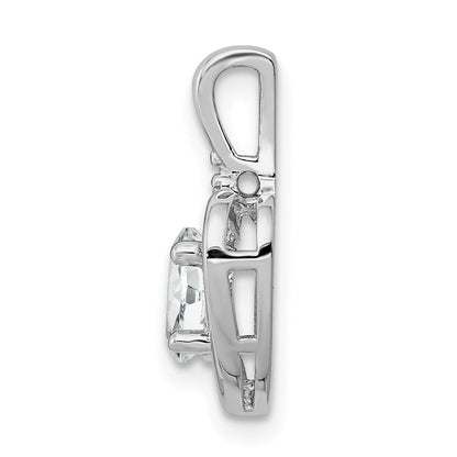 Sterlingsilber Rhodiniert Weiß Topas & Diamant. Anhänger