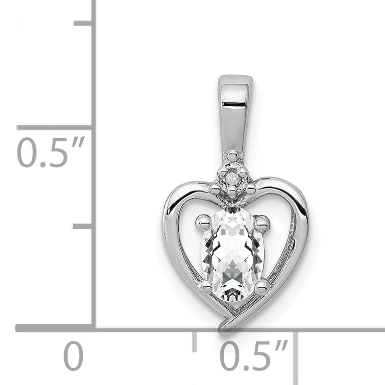 Sterlingsilber Rhodiniert Weiß Topas & Diamant. Anhänger