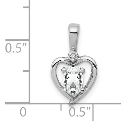 Sterlingsilber Rhodiniert Weiß Topas & Diamant. Anhänger