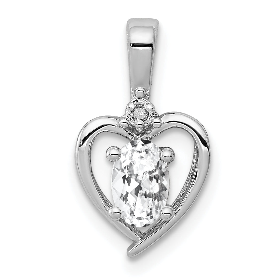 Sterlingsilber Rhodiniert Weiß Topas & Diamant. Anhänger