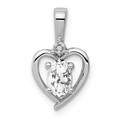 Sterlingsilber Rhodiniert Weiß Topas & Diamant. Anhänger