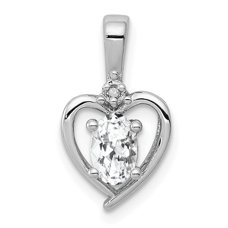Sterlingsilber Rhodiniert Weiß Topas & Diamant. Anhänger