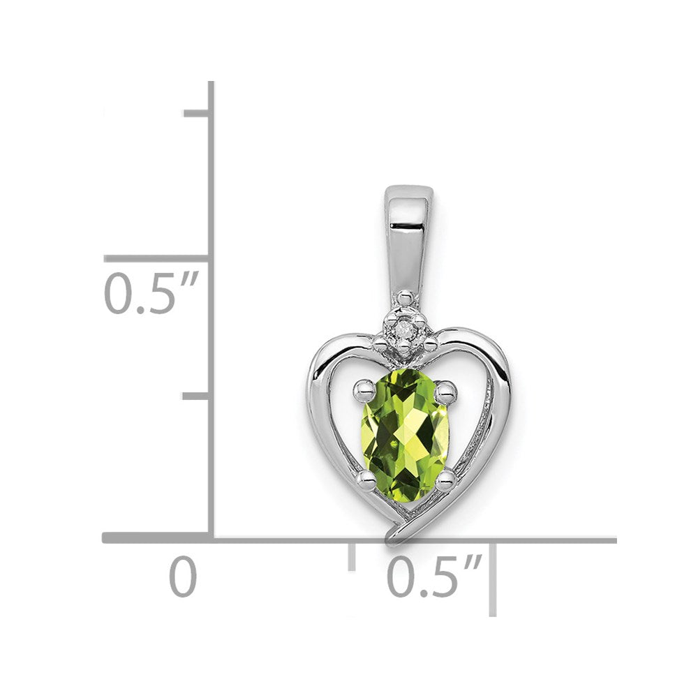 Sterlingsilber Rhodiniert Peridot & Diamant. Anhänger