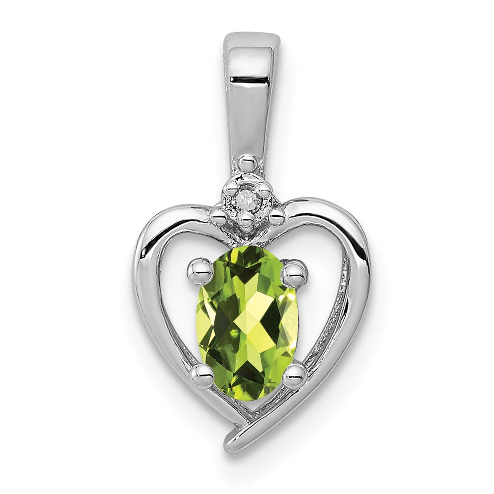 Sterlingsilber Rhodiniert Peridot & Diamant. Anhänger