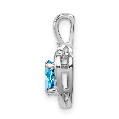 Sterlingsilber Rhodiniert Licht Schweizer Blautopas & Diamant. Anhänger