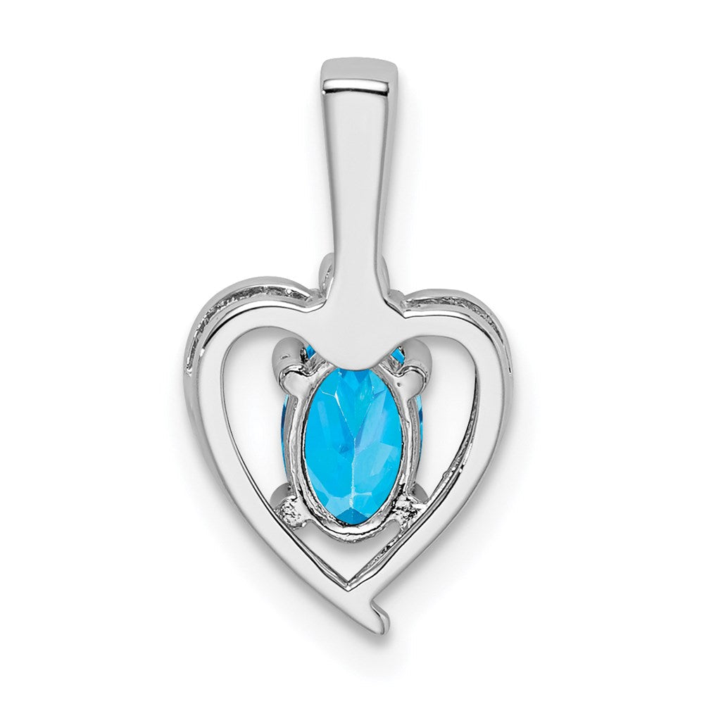 Sterlingsilber Rhodiniert Licht Schweizer Blautopas & Diamant. Anhänger