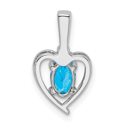Sterlingsilber Rhodiniert Licht Schweizer Blautopas & Diamant. Anhänger