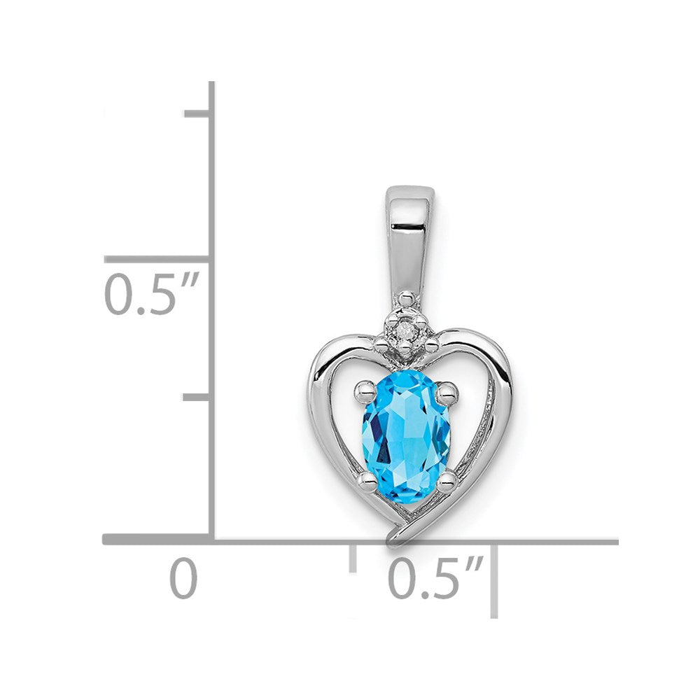 Sterlingsilber Rhodiniert Licht Schweizer Blautopas & Diamant. Anhänger