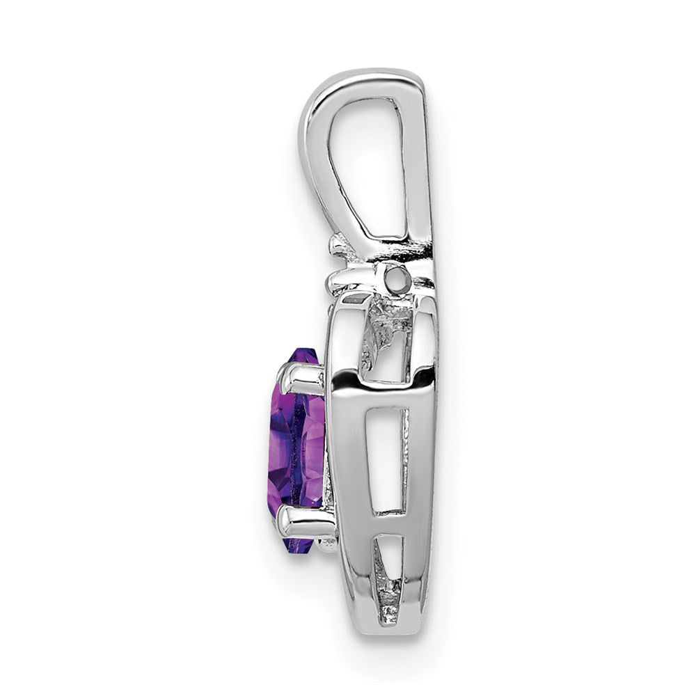 Sterlingsilber Rhodiniert Amethyst & Diamant. Anhänger