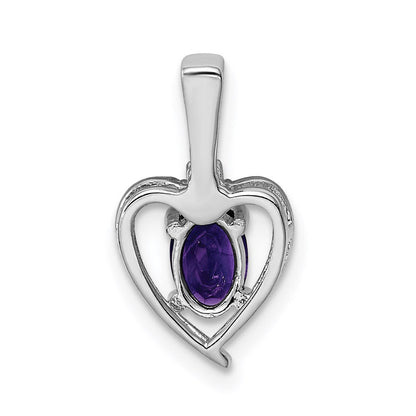Sterlingsilber Rhodiniert Amethyst & Diamant. Anhänger