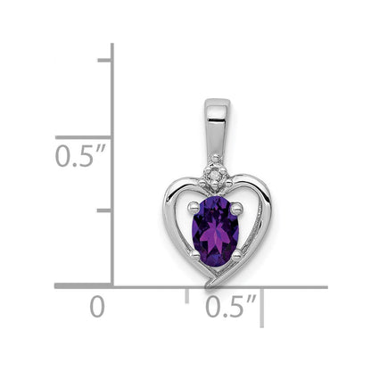 Sterlingsilber Rhodiniert Amethyst & Diamant. Anhänger