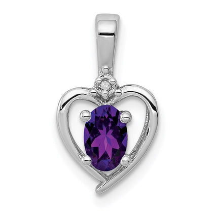 Sterlingsilber Rhodiniert Amethyst & Diamant. Anhänger
