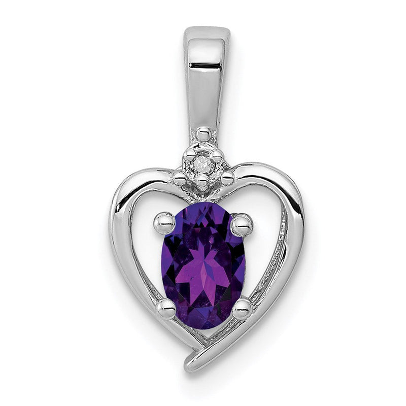 Sterlingsilber Rhodiniert Amethyst & Diamant. Anhänger