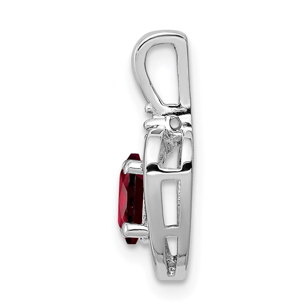 Sterlingsilber Rhodiniert Granat & Diamant. Anhänger