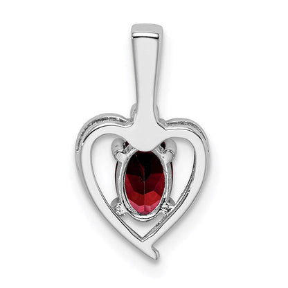 Sterlingsilber Rhodiniert Granat & Diamant. Anhänger