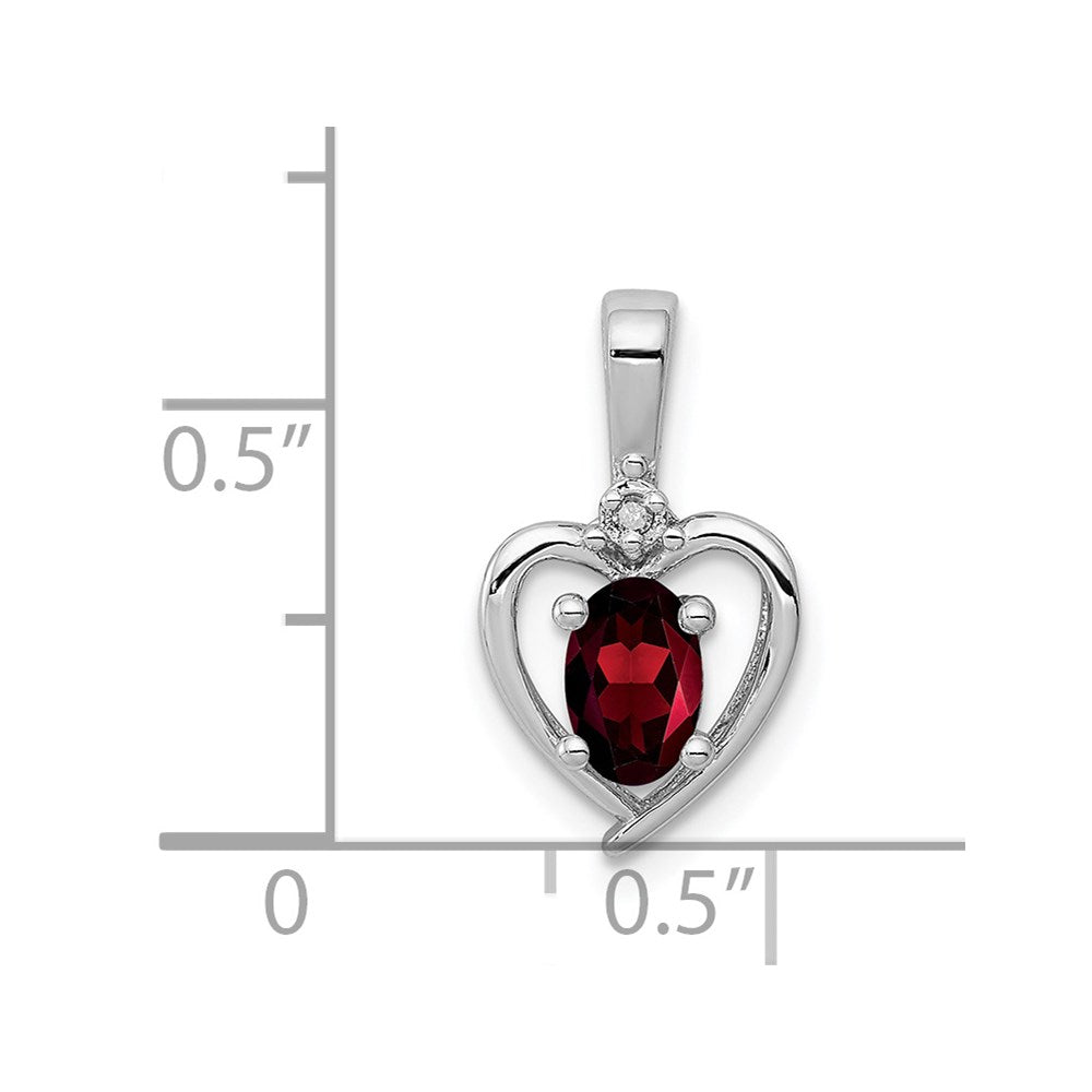 Sterlingsilber Rhodiniert Granat & Diamant. Anhänger