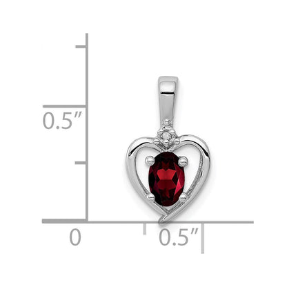 Sterlingsilber Rhodiniert Granat & Diamant. Anhänger