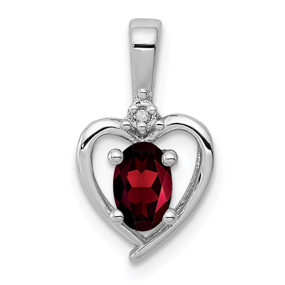 Sterlingsilber Rhodiniert Granat & Diamant. Anhänger