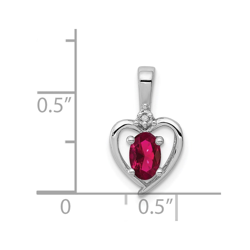 Sterlingsilber Rhodiniert Erzeugt Rubin & Diamant. Anhänger