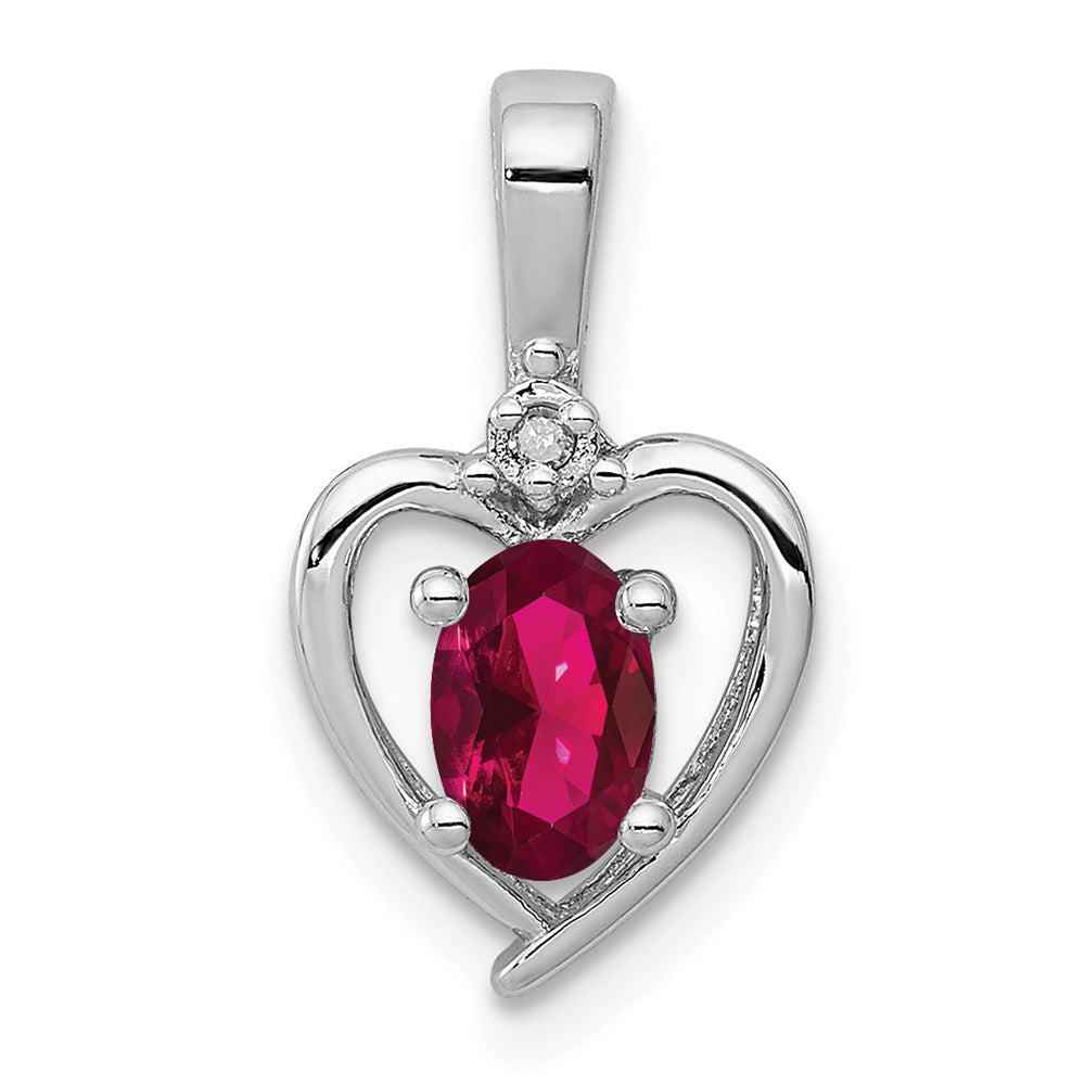 Sterlingsilber Rhodiniert Erzeugt Rubin & Diamant. Anhänger