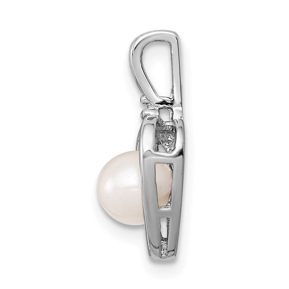 Sterlingsilber Rhodiniert Fw Zuchtperle & Diamant. Anhänger