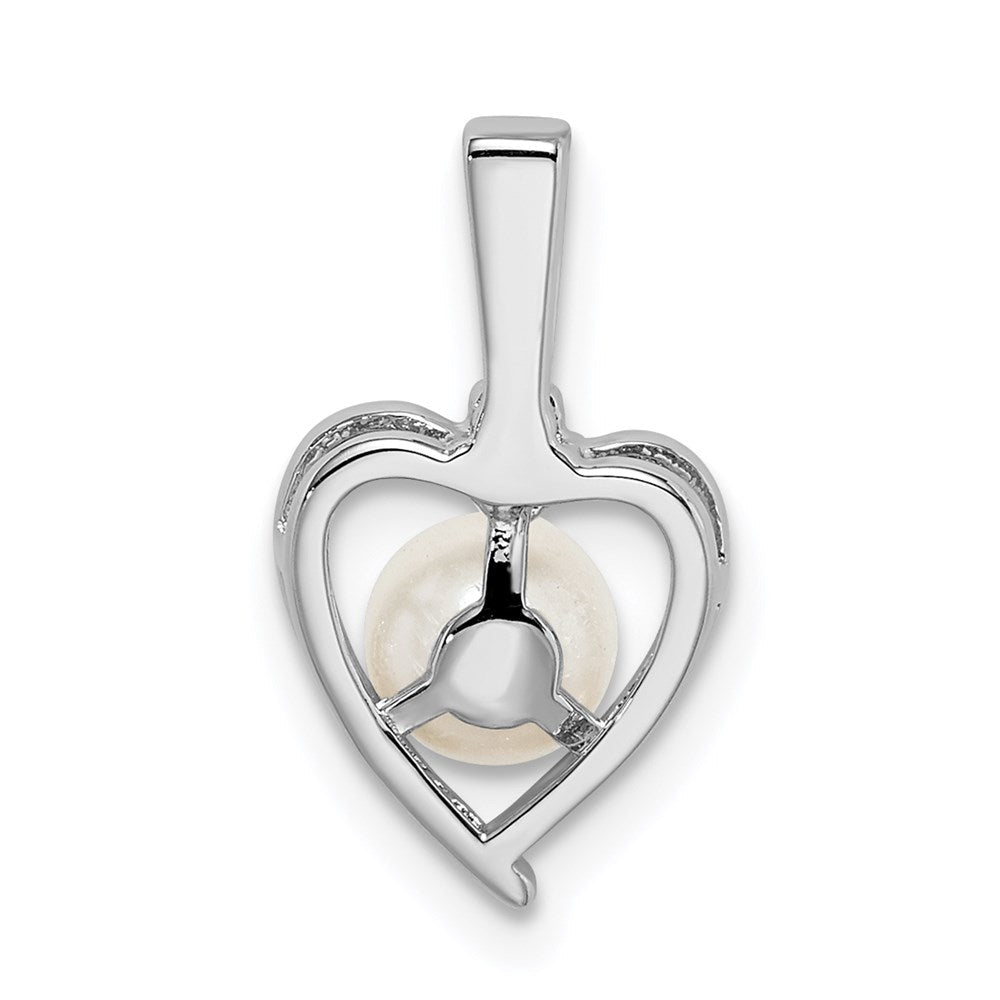Sterlingsilber Rhodiniert Fw Zuchtperle & Diamant. Anhänger