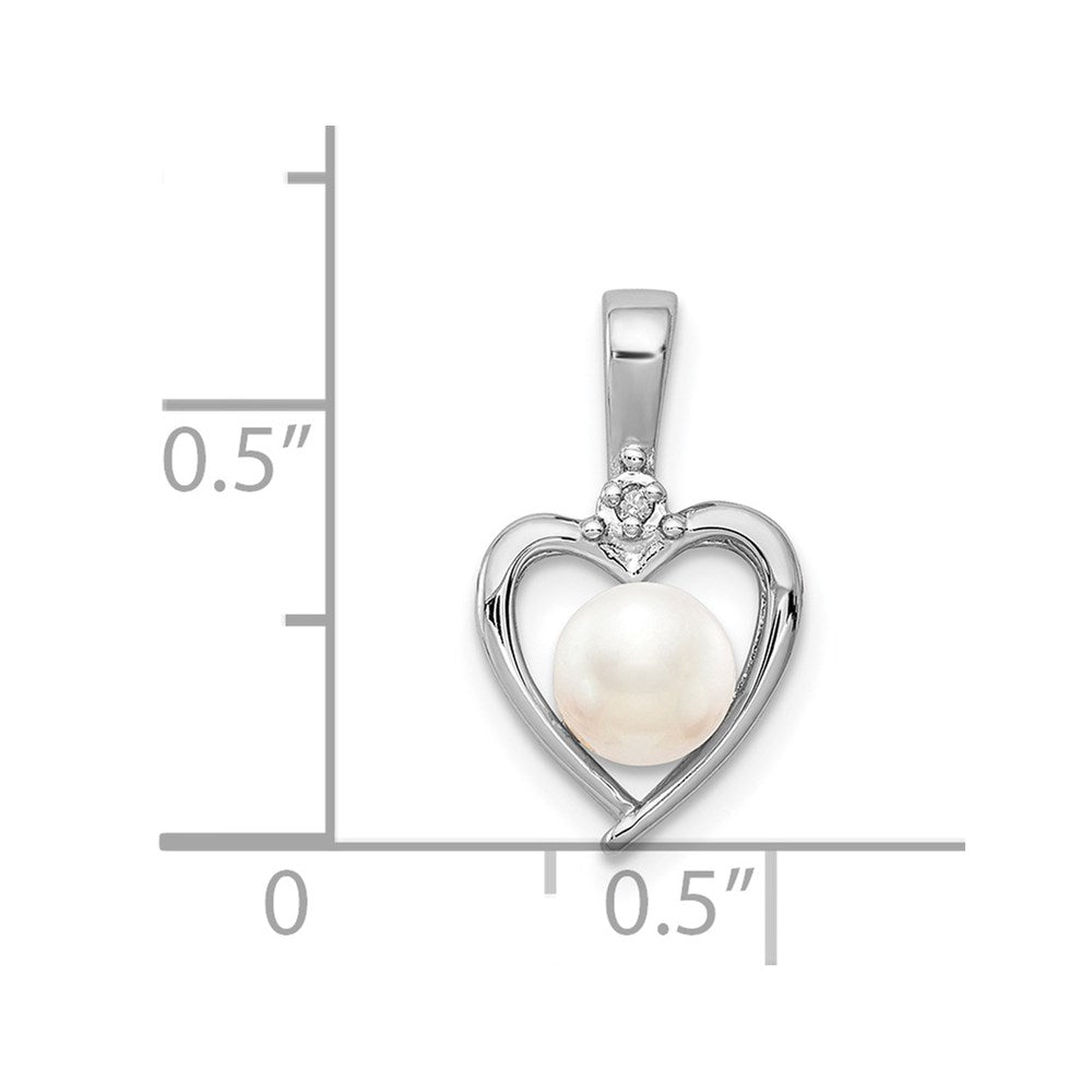 Sterlingsilber Rhodiniert Fw Zuchtperle & Diamant. Anhänger