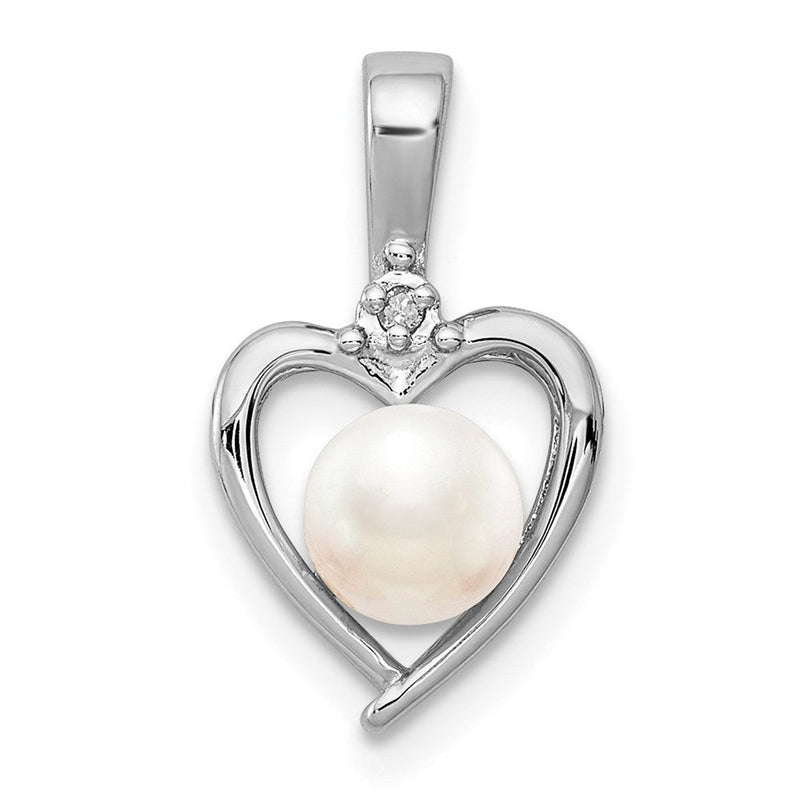Sterlingsilber Rhodiniert Fw Zuchtperle & Diamant. Anhänger
