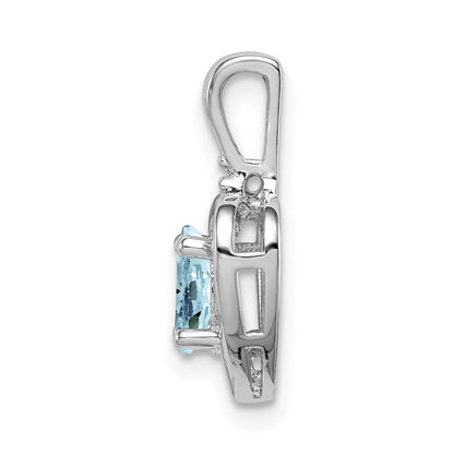 Sterlingsilber Rhodiniert Aquamarin & Diamant. Anhänger